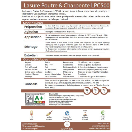 Lasure Poutre - Charpente Chêne